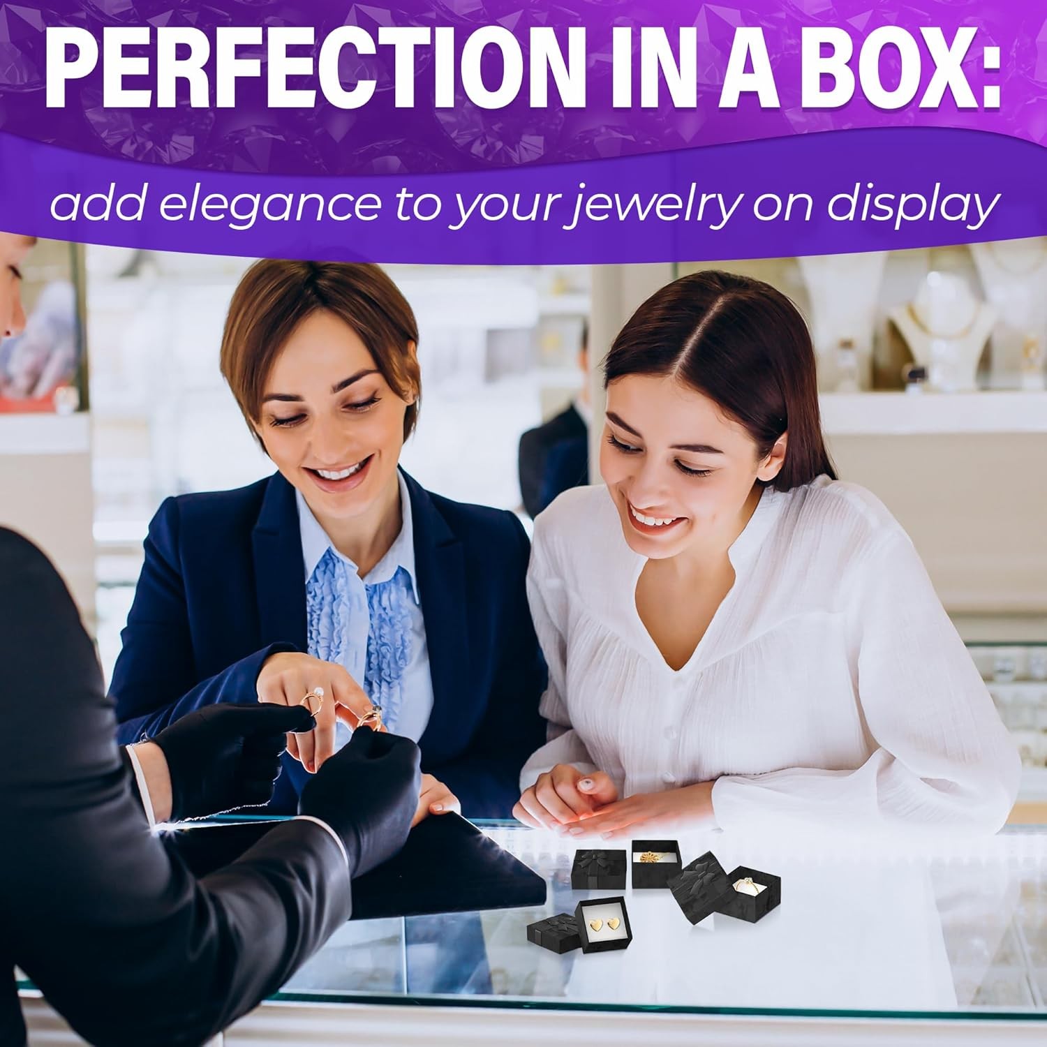 KETAR Ring Boxes Bulk Pack 24 Pcs – Small Box, 1.57x1.57'', Black 