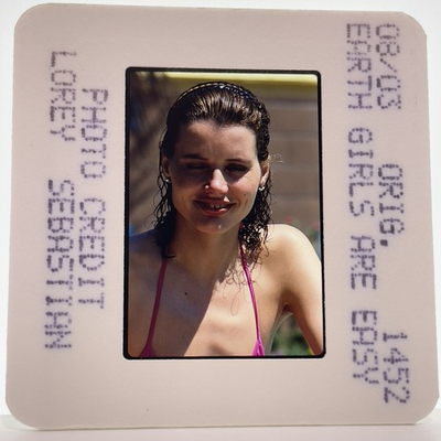 #ad #ad 35mm Slide Geena Davis in Bikini Earth Girls Are Easy 80s Movie Publicity #12 $18.95