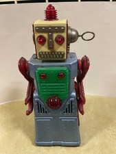 12 Inch Tin Toy Chief Robotman Blue Body 1950'S Yoshia KO-Japan Untested
