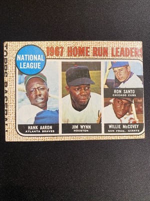1968 Topps #5 NL 1967 Home Run Leaders Aaron/Wynn/Santo/McCovey Error Card