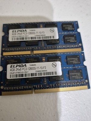 Two (2) ELPIDA 4GB 2Rx8 PC-12800S DDR3 Laptop Memory RAM Lot of 2 