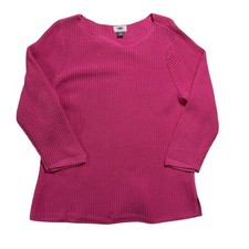 Old Navy Pink Knit Sweater XL Cotton Blend Ribbed Crewneck