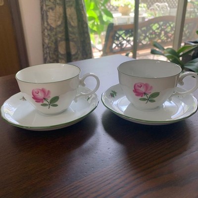 Augarten Wiener Rose Demitasse Cup Saucer Pair Set #1