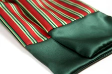 Camellucci Men's 100% Silk Ascot Cravat LUXURY Striped Red Green Block