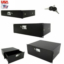 US 19" Rack Mount 2/3/4U Metal Audio DJ Drawer Equipment Cabinet Lockable w/ Key