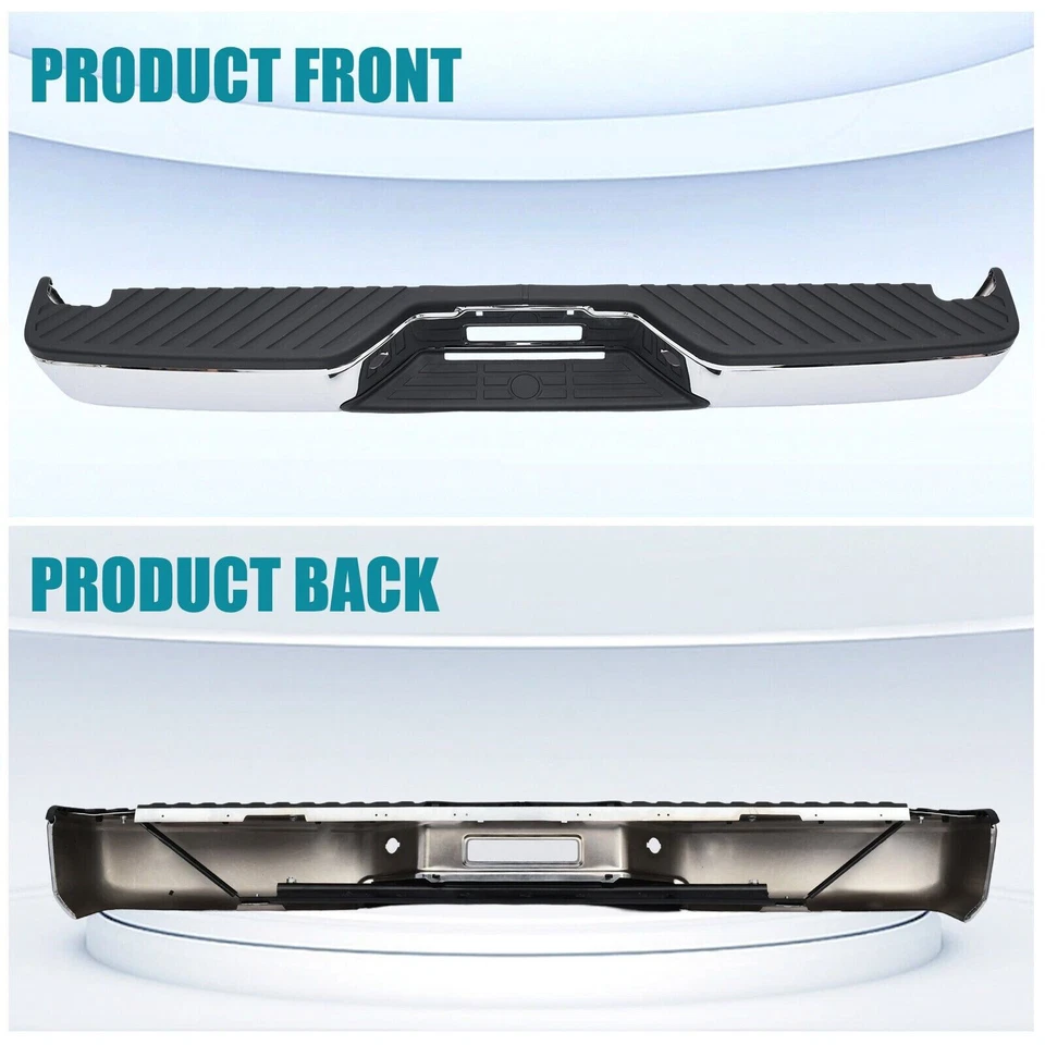 Chrome Rear Step Bumper Assembly For 2004-2015 Nissan Titan w/o Sensor Holes - Imagem 4 de 4