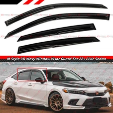 FOR 2022-26 HONDA CIVIC 4DR SEDAN JDM 3D WAVY WINDOW VISOR RAIN GUARD DEFLECTOR