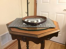 Mens' Brown/Burgundy Belt Full Grain Italian Cowhide Size 38 Solid Brass Buckle