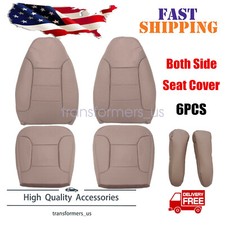 For 1992-1996 Ford Bronco Driver Passenger Perforated Leather Seat Covers Tan