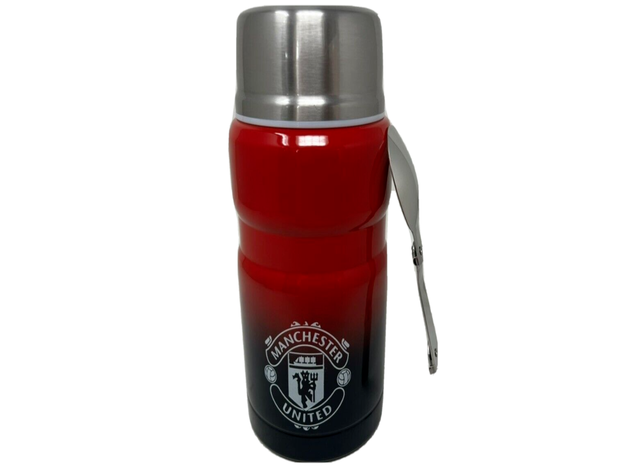 MANCHESTER UNITED GRADIENT FLASK METALLIC WATER BOTTLE WITH SPOON  