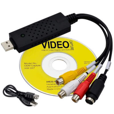 USB 2.0 Capture Digital Video Converter 4 Channel Audio Easycap Card Box VHS VCR