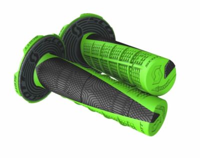 SCOTT USA DEUCE MOTORCYCLE MX HANDLEBAR GRIPS NEON GREEN/BLACK WITH DONUTS