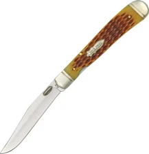 New Rough Ryder TrapperLock KD07 AMBER JIGGED BONE