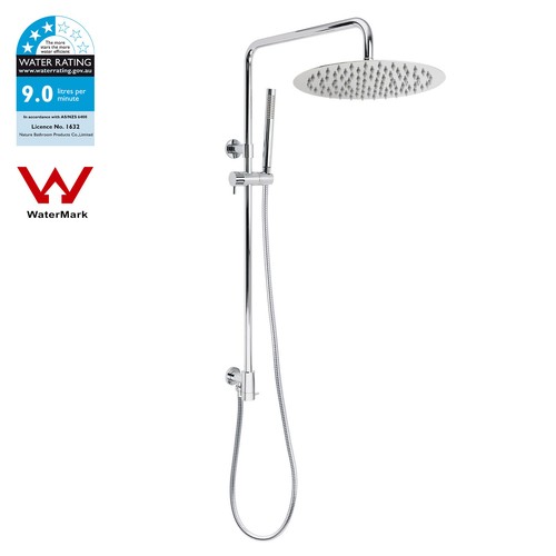 Chrome Round 8/10/12/16'' Twin Rain Shower Head Sliding Rail Set Bottom ...