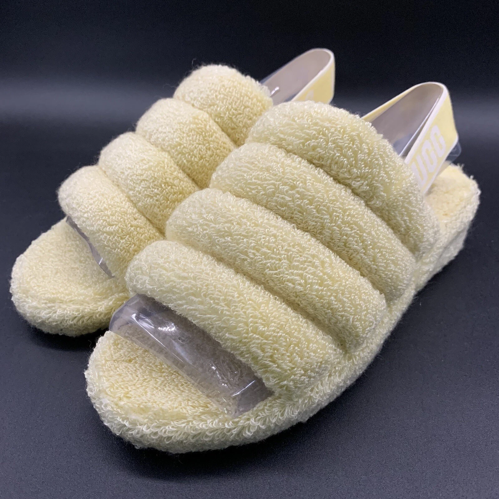 UGG FLUFF YEAH SLIDE BANANA TERRY SLINGBACK PANTOFOLE SANDALO DONNA US 7