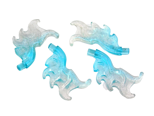 4 LEGO Fire Wing Flame with Trans-Glitter Marbling & Light Blue (18394 29331) - Picture 2 of 2