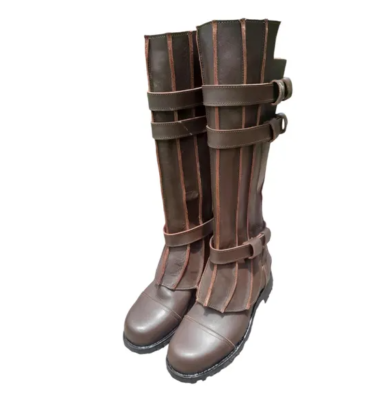 Brown Leather Steampunk Motorcycle Boots Men main image 2