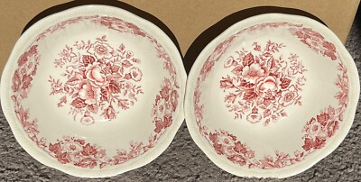 (2) ALFRED MEAKIN Salisbury Pink Floral Vintage Ceramic 6.5''x2'' Bowl Lot England