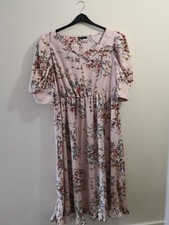 Baby pink long plus size floral pattern dress maxi modest - 2XL brand new
