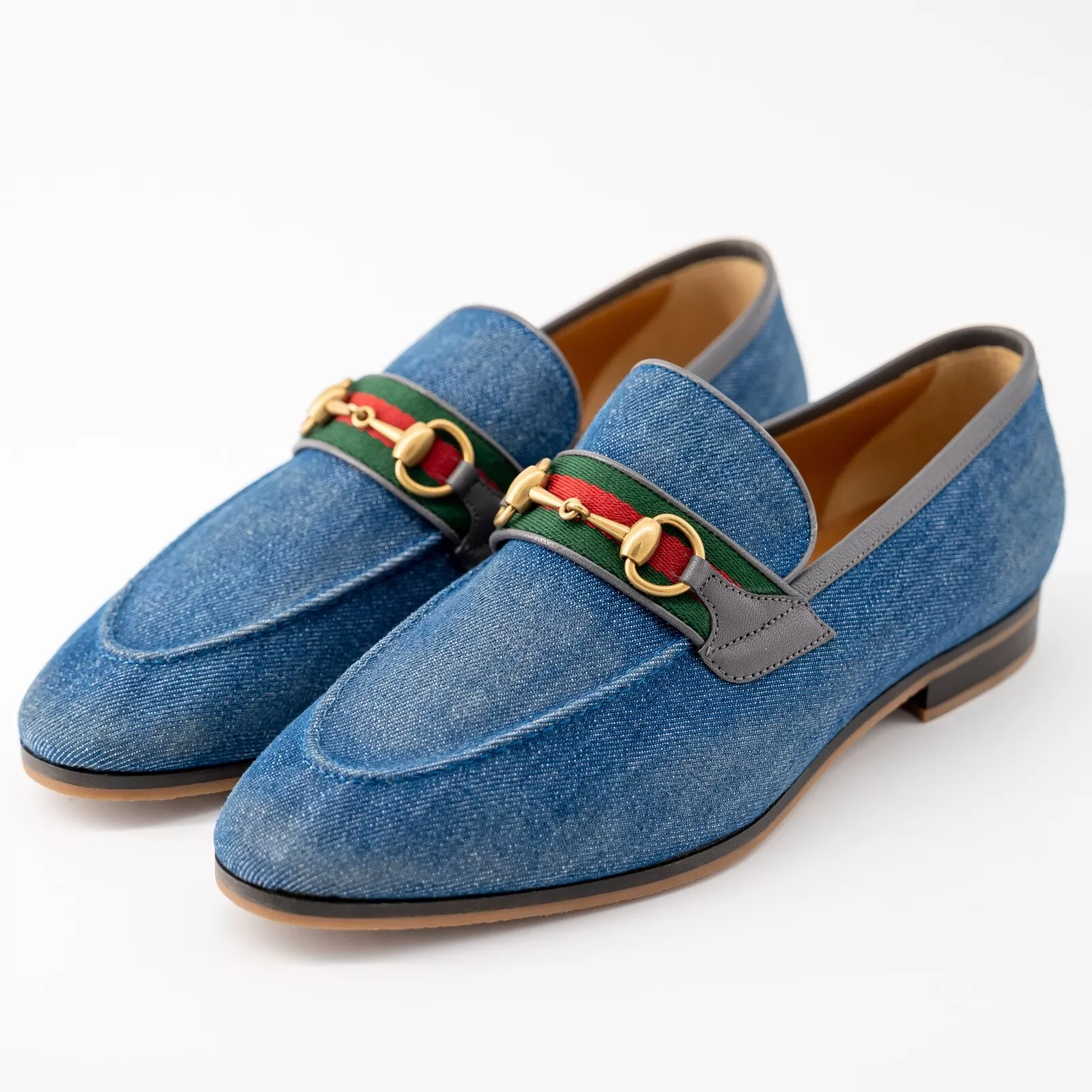 taille 10G   Mocassins Gucci denim bleu toile Horsebit