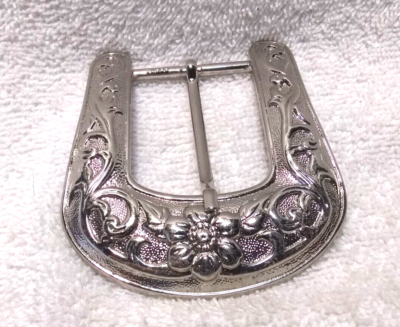 Silver Flower Filigree Western Belt Buckle Solid Great  display picture 2