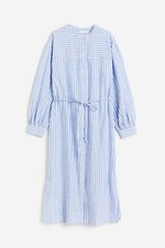 H&M Blue Linen Blend Shirt Dress Light blue/white striped Size XL NEW W TAG