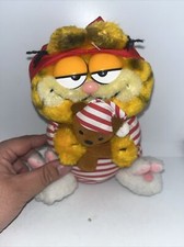 Vintage Garfield Stuffed 1981 Dakin 9" Bedtime Doll w/Pookie Bear Slippers