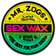 Mr Zog's Sex Wax  - Yellow / Pink / Green w/black border Die Cut Round STICKER!