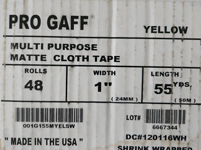 Pro Tapes 001UPCG250MFLYEL Pro Gaff Gaffers Tape YGT-50 - 2 Inch x 50 Yards - Fluorescent Yellow
