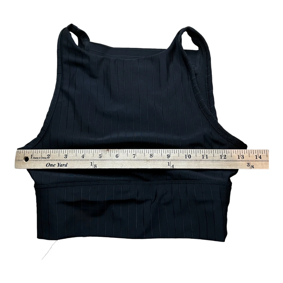 Camiseta sin mangas Betsey Johnson sujetador deportivo rendimiento acanalado negro cuello alto para mujer XS Foto 4 de 4