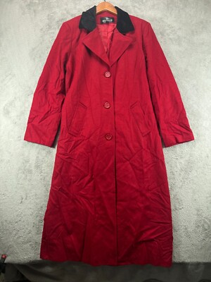 Vintage 80s 90s Womens 16 Red Wool Long OverCoat Jacket Vintage 80s 90s Womens 16 Red Wool Long OverCoat Jacket