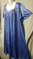 Only Necessities BLUE Nightgown NYLON Long SHORT SLEEVE Plus 3X 68" BUST
