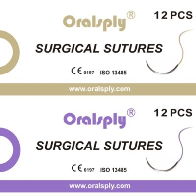 12/Box Absorbable Dental Surgical Sutures CHROMIC GUT/PGA USP 3-0/4-0 3/8 Needle