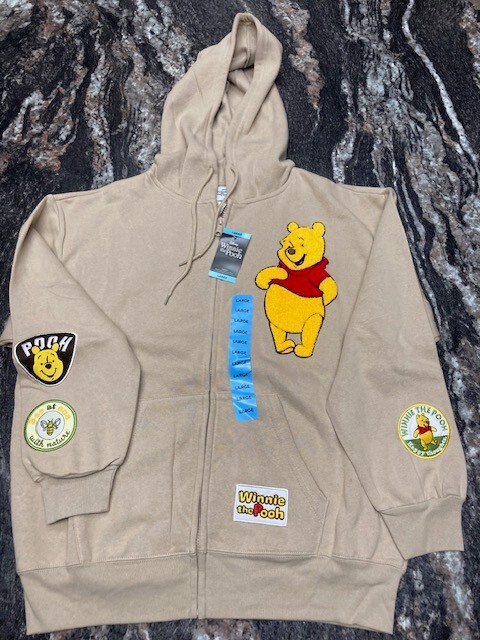Disney Winnie the Pooh Womens Embroidered LARGE ZIP Hoodie