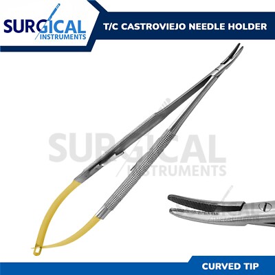 T/C Castroviejo Needle Holder Surgical Dental Veterinary Curved 5.5'' German Grad