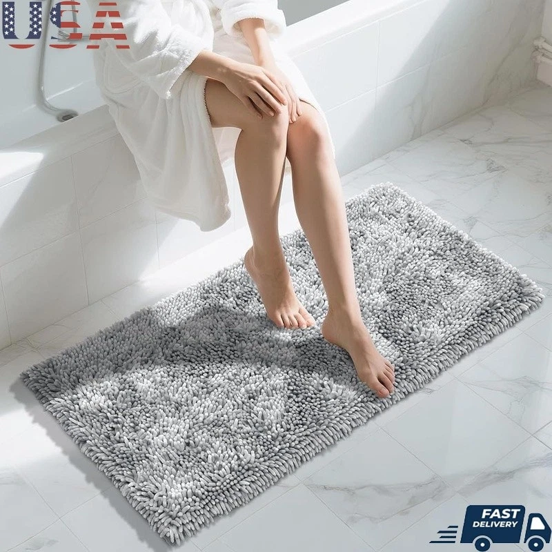 Luxury Chenille Bath Mat Ultra Absorbent Non-Slip Fast Drying Color Changing Rug