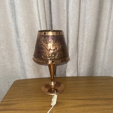 Unusual Zambian hammered copper table lamp in vgc 