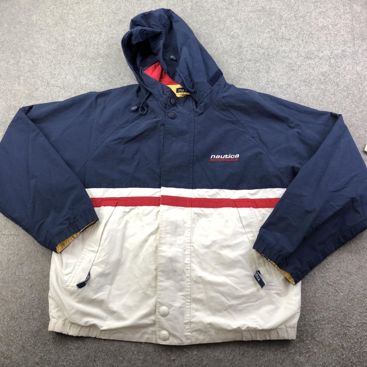 Vintage Nautica Jacket Mens Large Blue Reversible Hooded  display picture 1