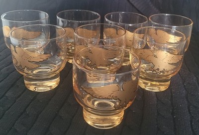 MCM, Gold Embossed Eagle Cocktail Glasses, 6 Ozs Set Of 8