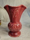 Vintage Shawnee Pottery Vase USA Art Deco Style Burgundy Leaves