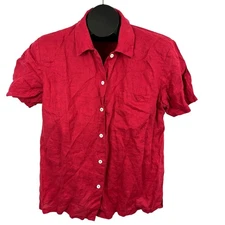Real Clothes Saks Fifth Avenue Blouse Womens LARGE Red 100% Linen Top