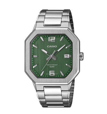 Casio MTP-B195D-3AV grünes Zifferblatt Edelstahl Quarz Herrenuhr 50M