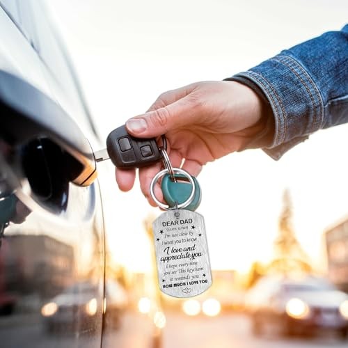 Fathers Day Dad Gifts Birthday Gift for Papa Keychain from Daughter Son Key - Picture 6 of 7