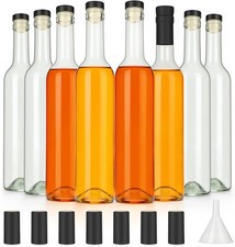 16Oz Clear Glass Wine Bottles with Cork Lids and PVC Shrink Capsules, 500Ml Capa