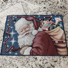 (6)Vintage Christmas Tapestry Placemats Santa Tapestry 18”X13” Made In USA Rare