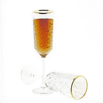 4er Set Pasabahce Timeless Golden Touch Champagner Sektglas, Sektkelch 175 ml