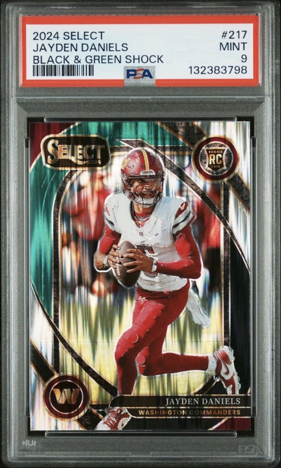 2024 Panini Select - Club Level Jayden Daniels #217 Black & Green Shock PSA 9