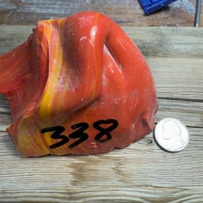 Beautiful Bright Red Rosarita Rough Red With Yellow And Orange Red Stripes 338 G