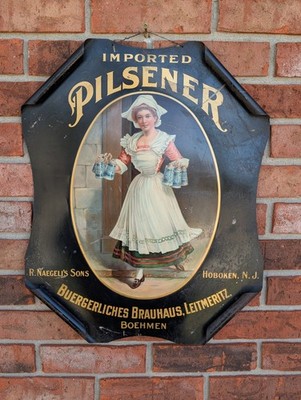 Hoboken NJ New Jersey Advertising Beer Sign Pilsener Pilsner Naegeli's Sons 