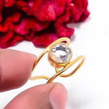 White Topaz Gold Plated 925 Sterling Silver Ring s.8.5 Sk26, Christmas Gift